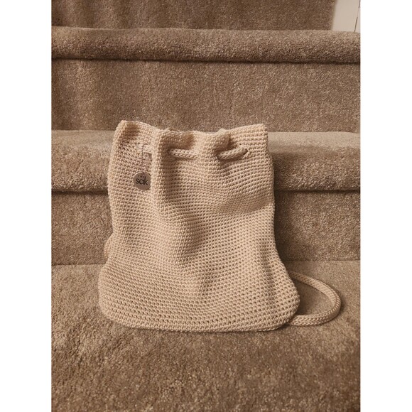 The Sak Cream Woven Crochet Drawstring Closure Backpack - Picture 1 of 6